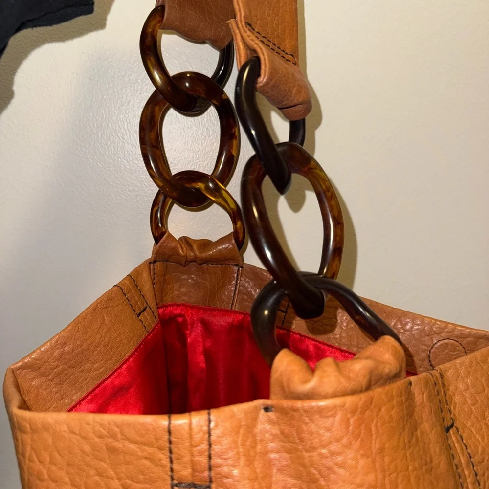 Kate Landry Brown Leather Hobo Bag with Textured Finish - Picture 11 of 12